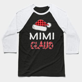 Red Plaid Mimi Claus Santa Hat Family Matching Christmas Gifts Baseball T-Shirt